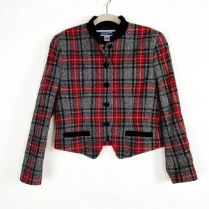 Pendleton 10P Wool Velvet Long Sleeve Christmas Plaid Blazer Suit Jacket